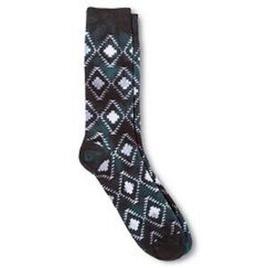 Mossimo Supply Co. Size 6-12 Crew Socks Geometric Pattern Green White NEW